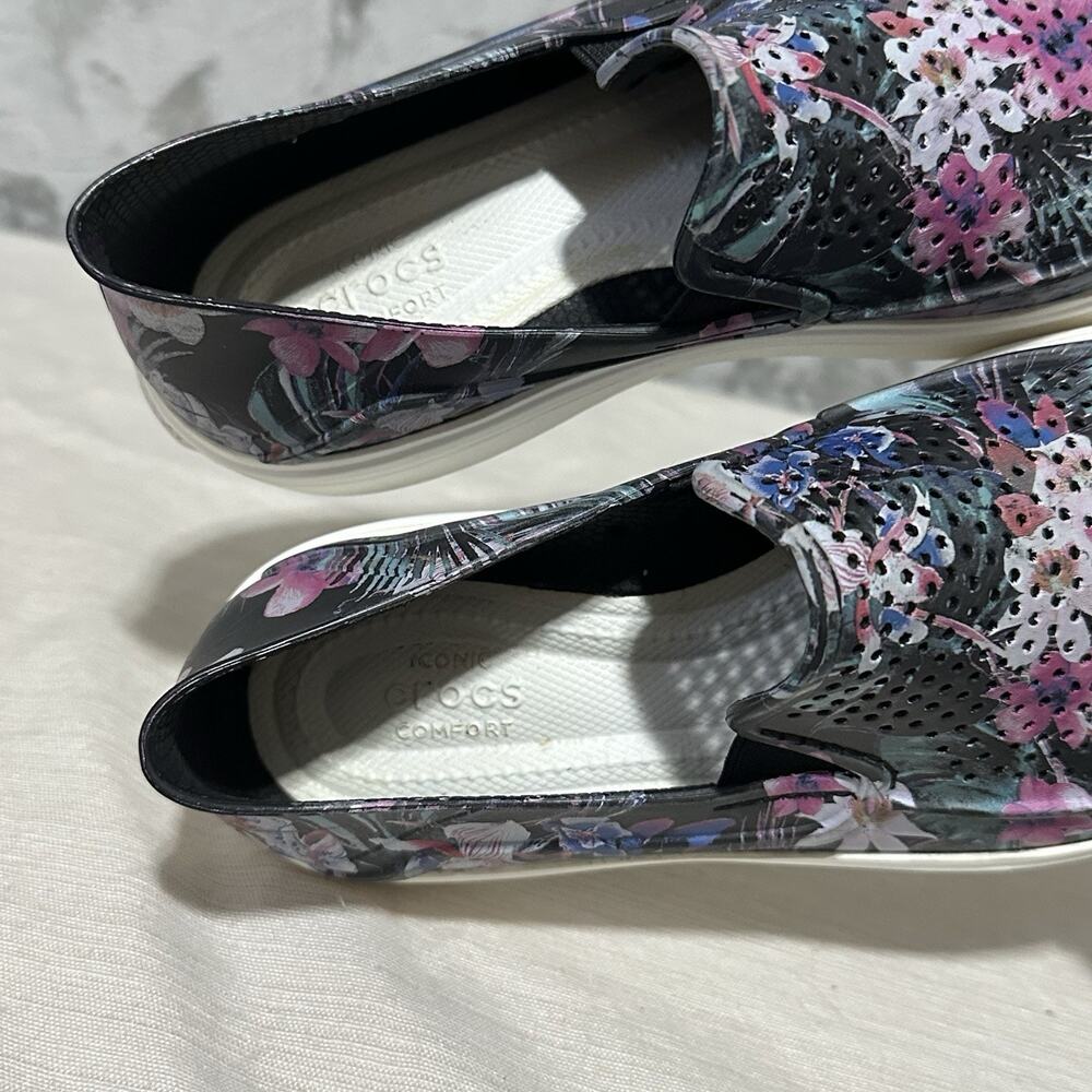 Crocs Citilane Roka Loafers Womens Size 5 Black Slip On Floral Casual Breathable - Picture 8 of 9